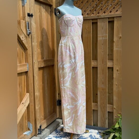 🆕 BRONX & BANCO 🧿 NWOT Dahlia Blush Multi Sequin Maxi Dress - Sz L US 8 - Picture 5 of 15